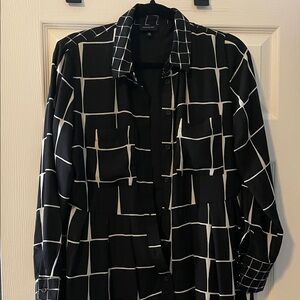 Who What Wear Black Dress with White Grid Pattern